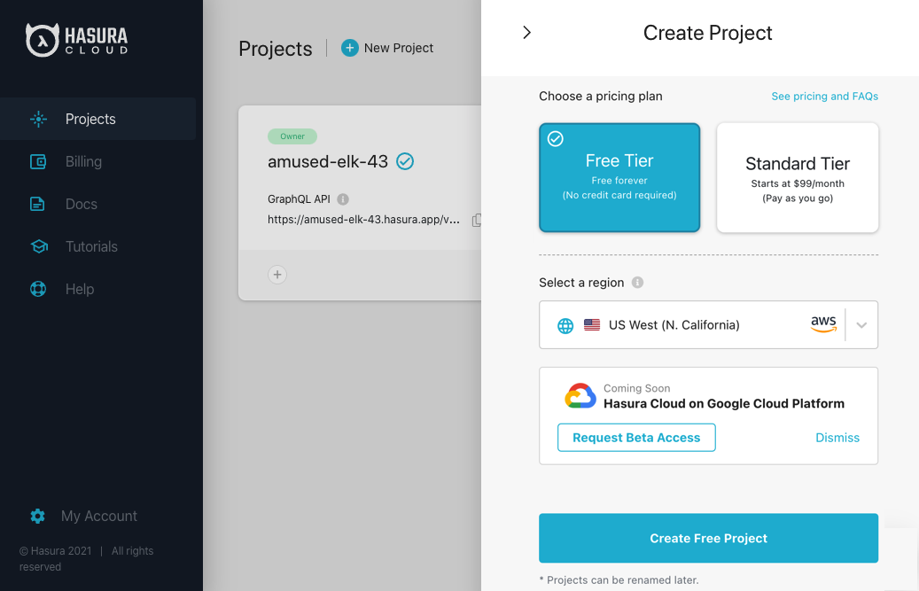 Create Hasura project Create Hasura project