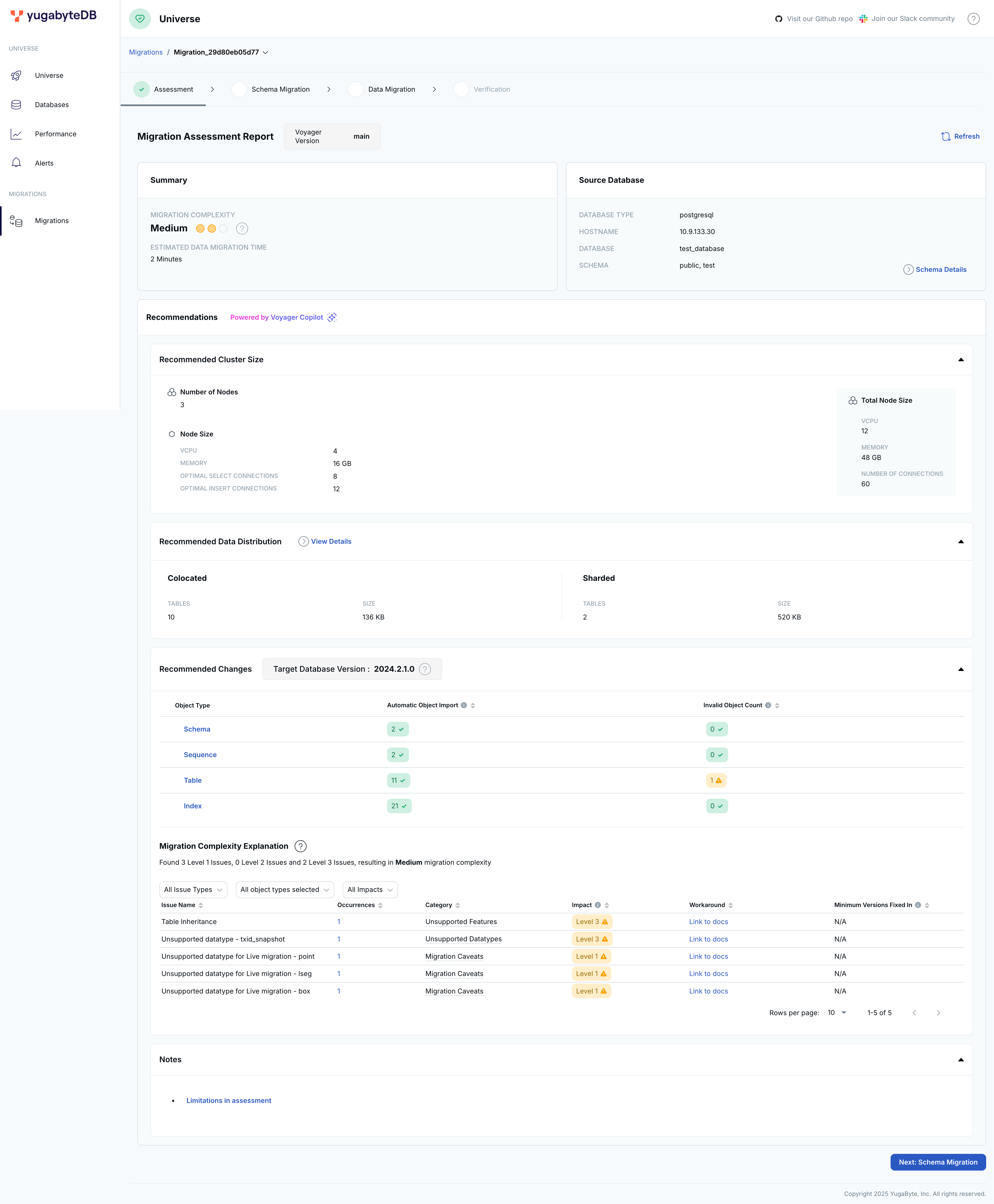 Migration Assessment Page